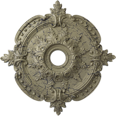 Endurathane Benson Classic Ceiling Medallion, 28 3/8"OD x 3 3/4"ID x 1 5/8"P (Fits Canopies up to 6 1/2"), Hand-Painted Castle Stone Crackle Finish