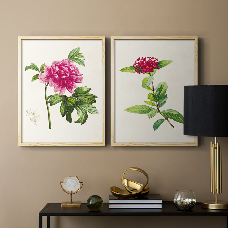Impression encadrée PrettyPinkBotanicalsI-Premium - prête à être accrochée - aucun clou requis - aucun clou requis