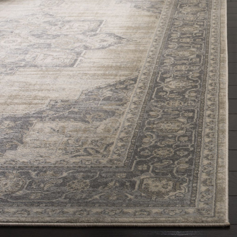 Hogan Oriental Area Rug, Cream/Grey, Square 91 cm