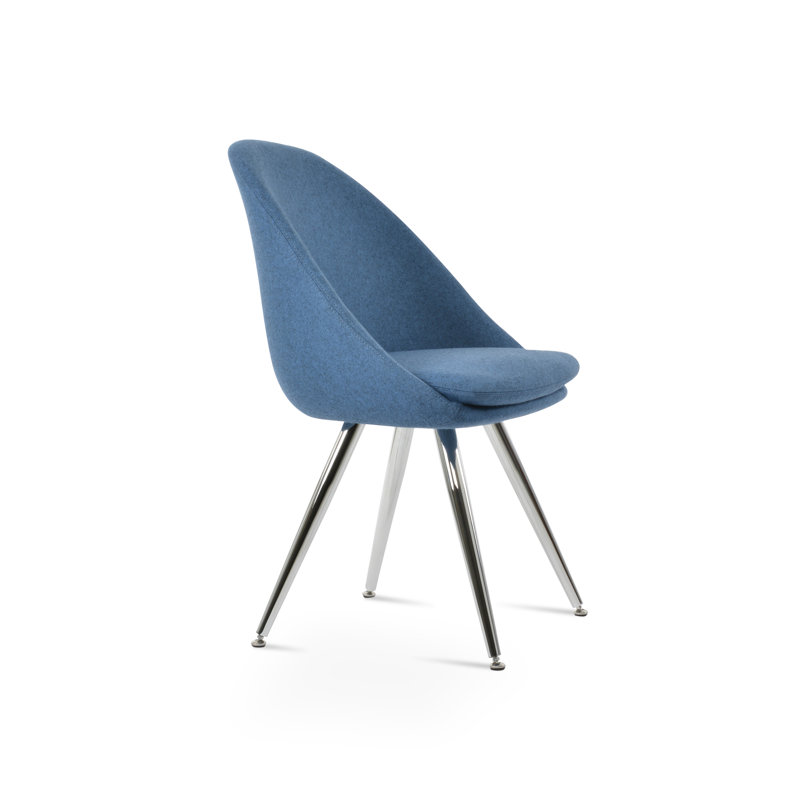 Chaise d'appoint Avanos Star, Chrome, Laine Camira bleu pétrole