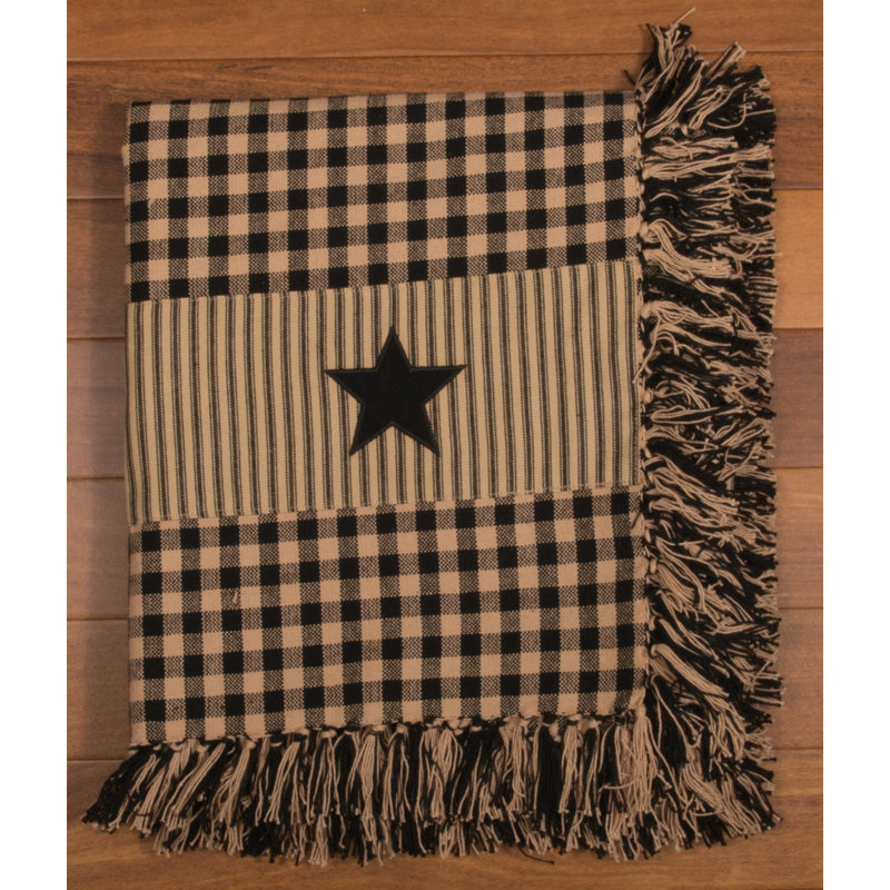 Knitted Throw Blanket, Black/Beige