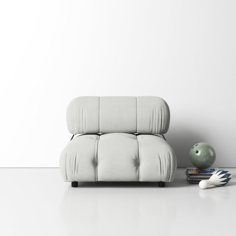 Mio Upholstered Slipper Chair, Light Gray Velvet