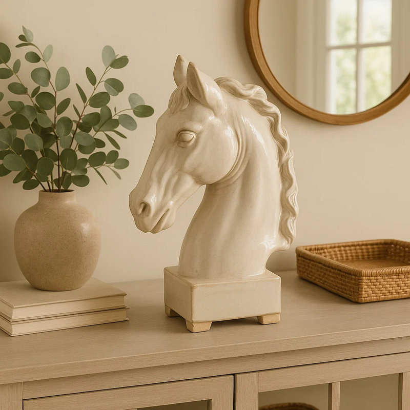 Sculpture tête de cheval en céramique Carrah