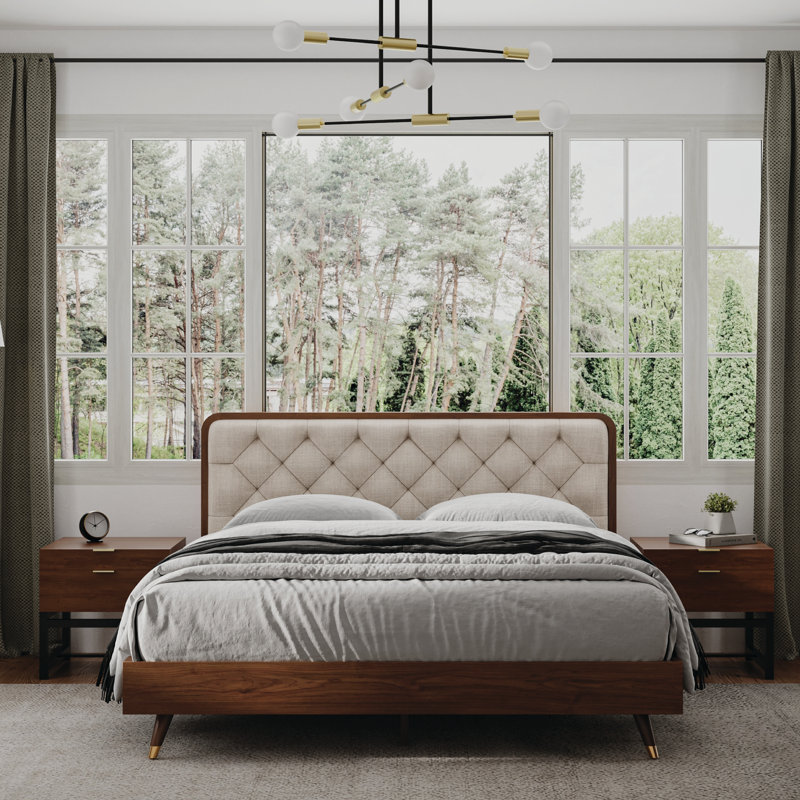Structure de lit Bengta Ezra, Brun / beige, Grand
