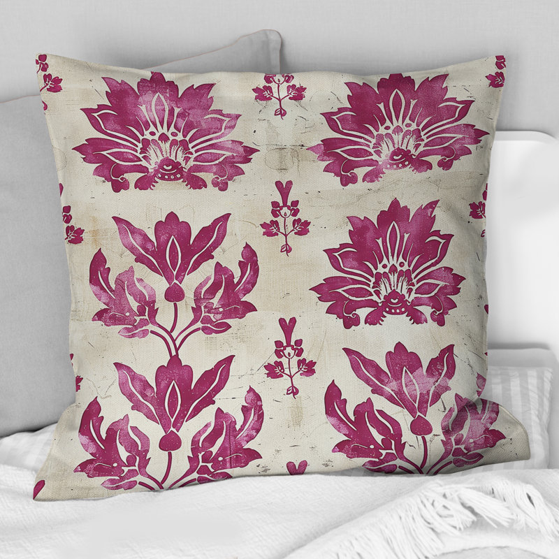Magenta rustique Blooming Charm I - Coussin Farmhouse, H 16 po x l 16 po, Carrée