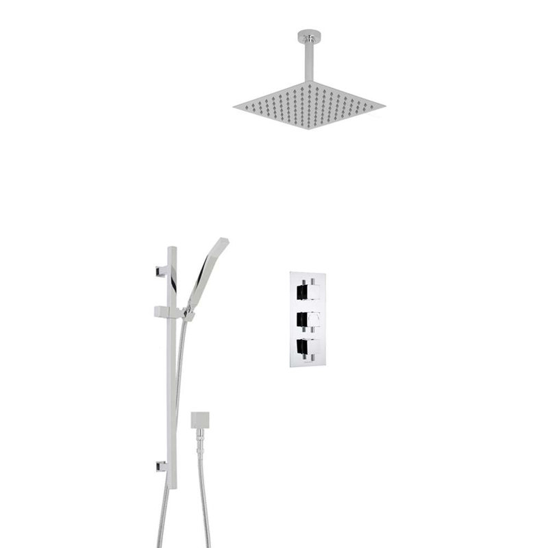 Système de douche thermostatique de luxe à fixation au plafond de style moderne, H 2,5 po x l 8 po