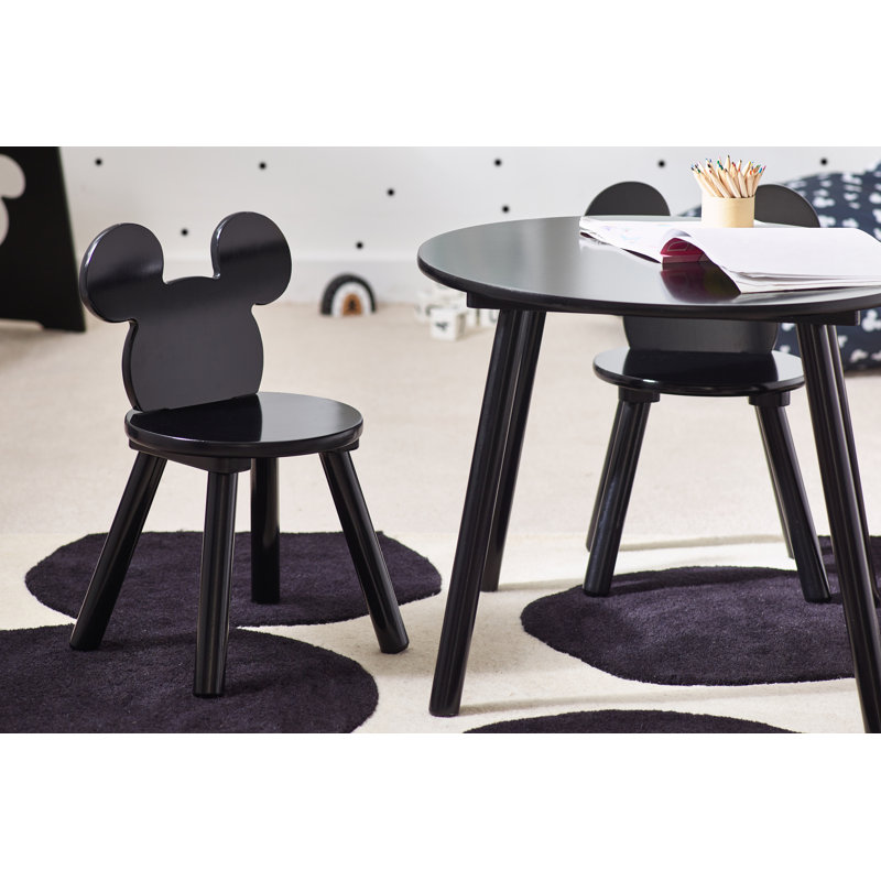 Disney Classic Mouse Table and Chair Set for 2, Holds up to 30kg per stool, Perfect for Playtime and Activities - Small, Black