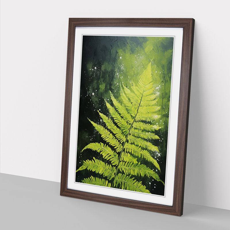 Fern Leaf Action Painting - Framed Print, Walnut, 64cm H x 46cm W x 2cm D