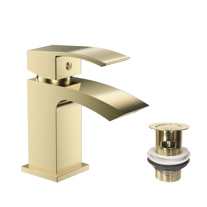  Trace Mono Basin Mixer Tap with Waste - Matt Black, Brushed Brass