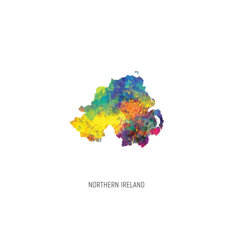 Impression sur toile tendue, "Northern Ireland Map" par Michael Tompsett, H 40 po x l 26 po x P 1,5 po