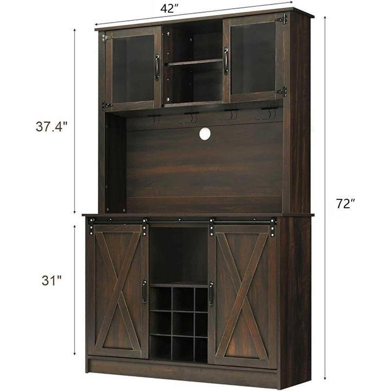 72'' Farmhouse Coffee Bar Cabinet, Brown