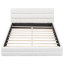 Lit plateforme tapissier grand format - blanc, coutures élégantes, bois et, sans sommier tapissier, L 87,8 po en version solide et solide, tête de lit pour un sommeil relaxant, printemps, 81 po x 61 po-1020336086