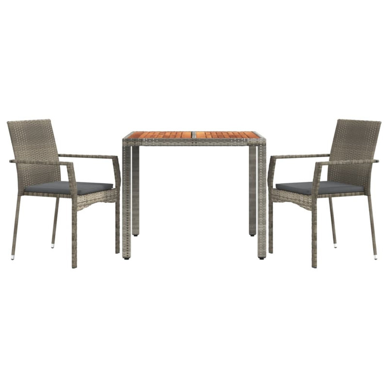 2 - Person Wicker Patio Dining Set with Square Table , Cushions Included, Natural