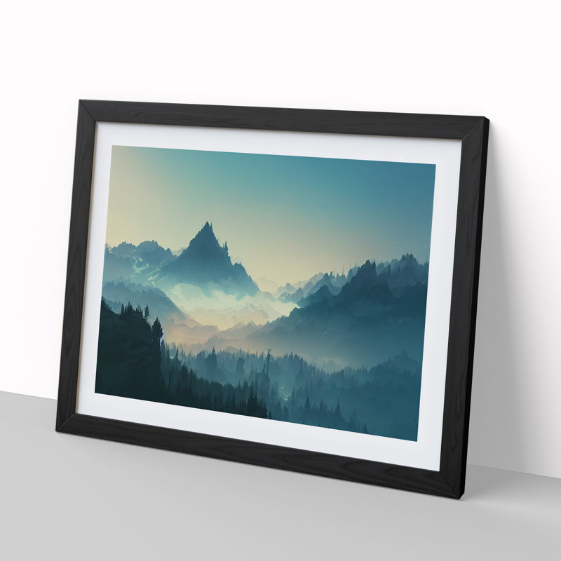 Attractive Winter Mountains - Framed Print, Black, 34cm H x 46cm W x 2cm D
