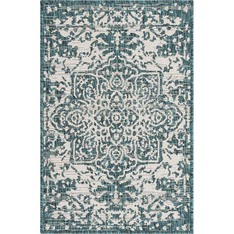 Power Loom Teal Indoor/Outdoor Rug, Rectangle 66 x 91cm
