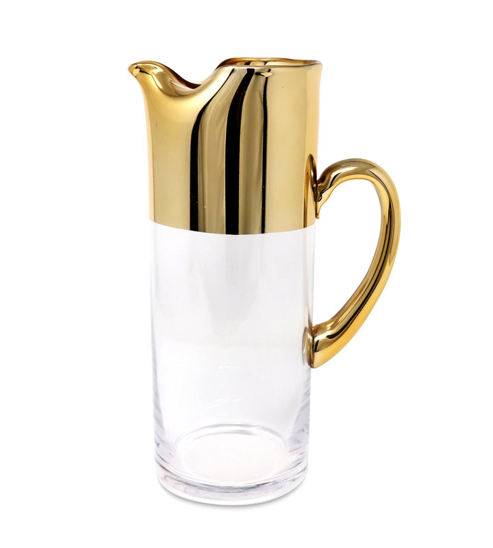 Glass Pitcher with Gold Handle and Top