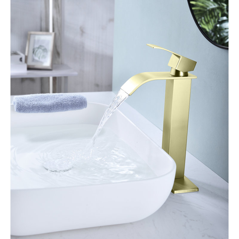 Waterfall Spout Bathroom Faucet,Single Handle Bathroom Vanity Sink Faucet