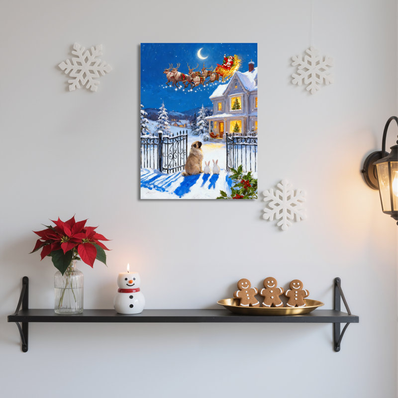 Art mural en toile Père Noël, H 18 po x l 12 po