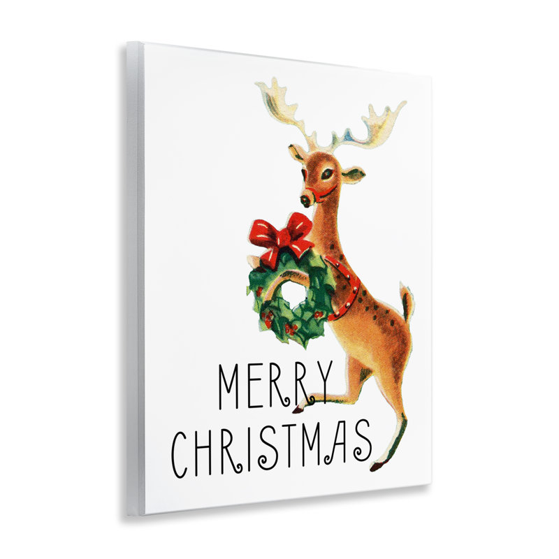 «Merry Christmas Reindeer», art mural sur bois par Kim Allen