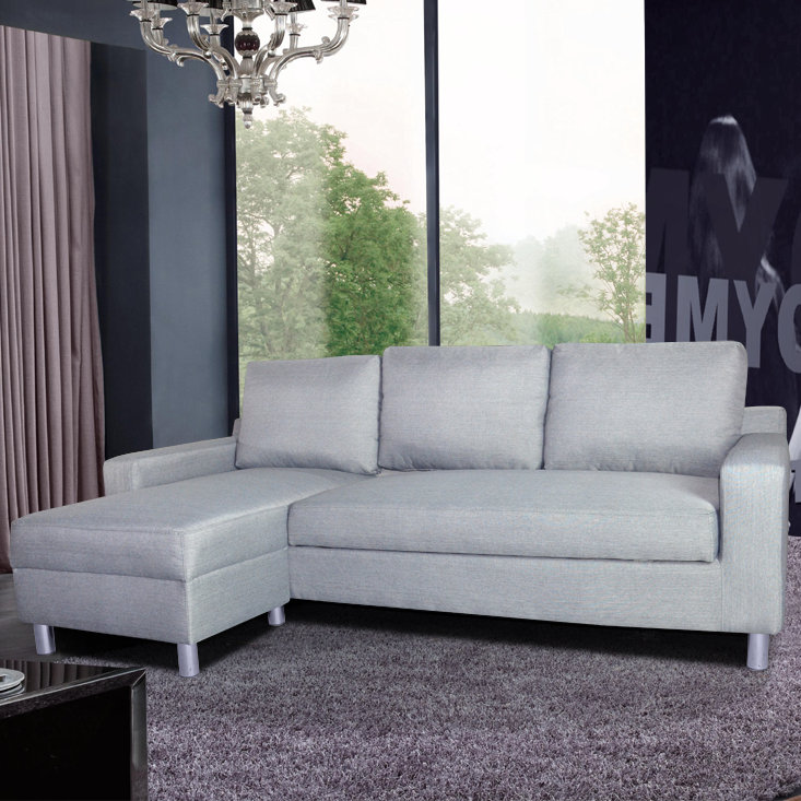 Falgoust Upholstered L-Shaped Sectional, Left Hand Facing, Gray Linen Blend