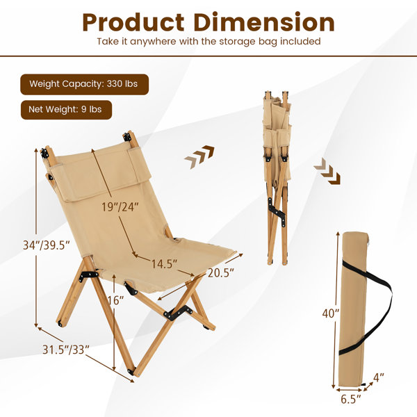 Folding Camping Chair Arlmont & Co. Color: Natural