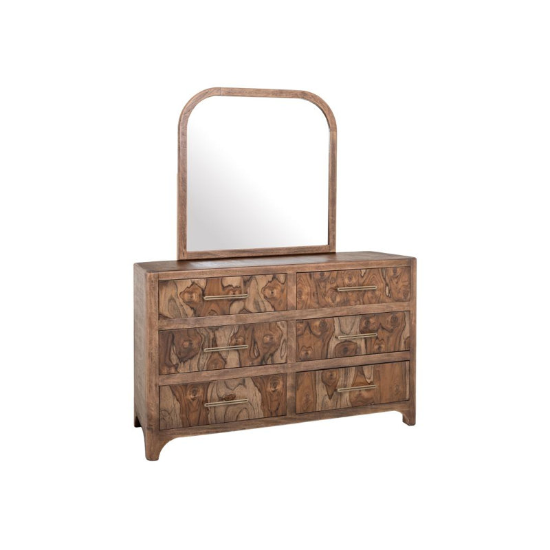 Commode Praga à 6 tiroirs avec miroir
