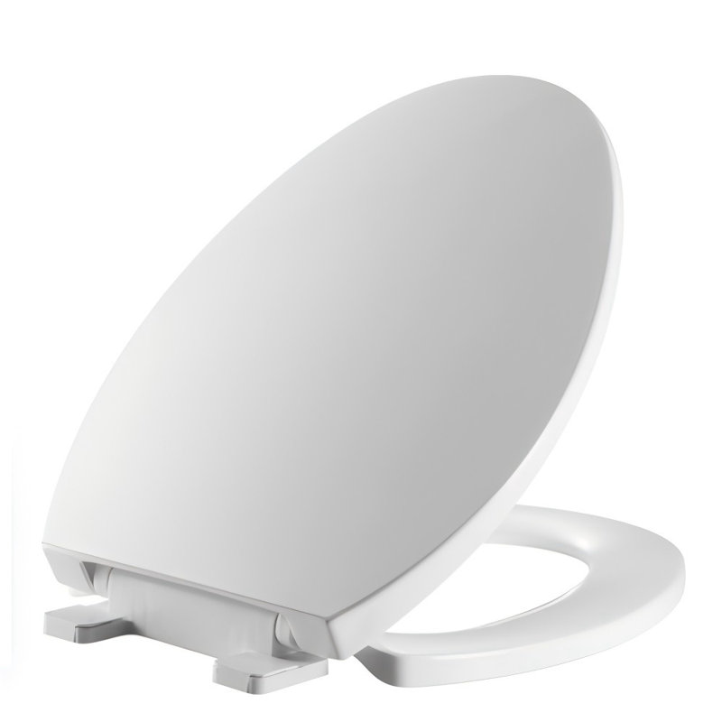 Elongated Toilet Seat QuietSlow-Close Plastic with Seat Cover, Streamlined Seat, Tightly Gripped Bumper, Quick Attach