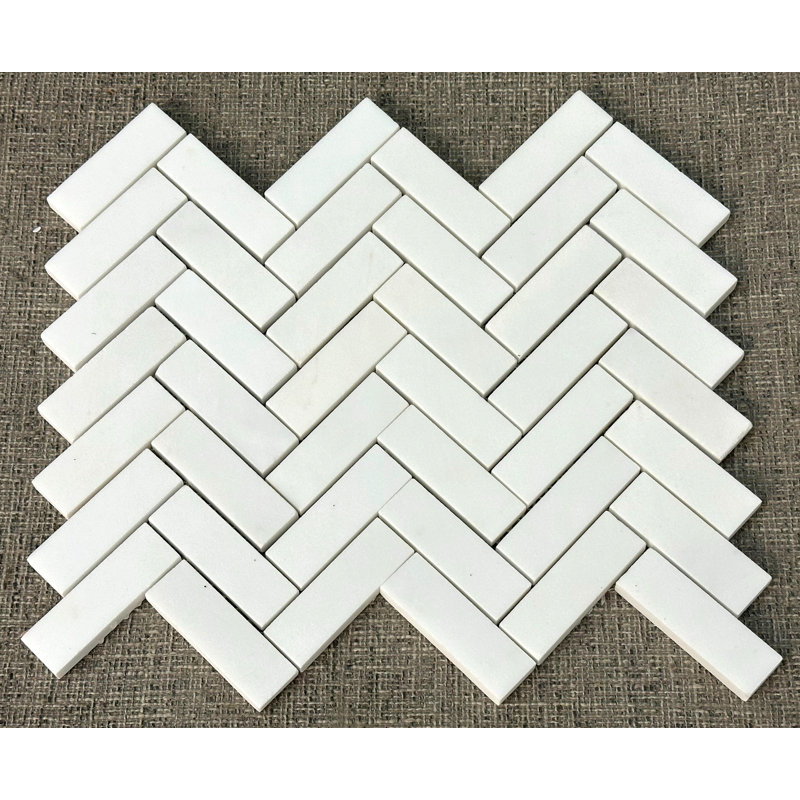 Carreau de mosaïque en pierre naturelle à chevrons 1 po x 3 po Thassos Premium