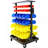 6-Tier Dual-Sided Rolling Bin Rack , 350 Pound Capacity, Includes 60 Organizer Bins, With Tray And Casters