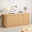 Buffet de rangement ondulé de 63 po à 2 portes avec tablettes réglables, pour la cuisine, le salon et le couloir - rangement polyvalent (naturel)