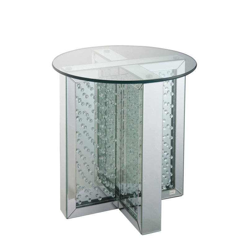 Table de bout Nysa avec miroir et faux cristaux