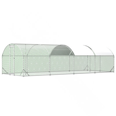 Grand poulailler en métal de 26 pi x 9 pi x 6 pi, cage à volaille, cage à poules avec couvercle imperméable, ferme extérieure, enclos à poules, facile à assembler et à nettoyer