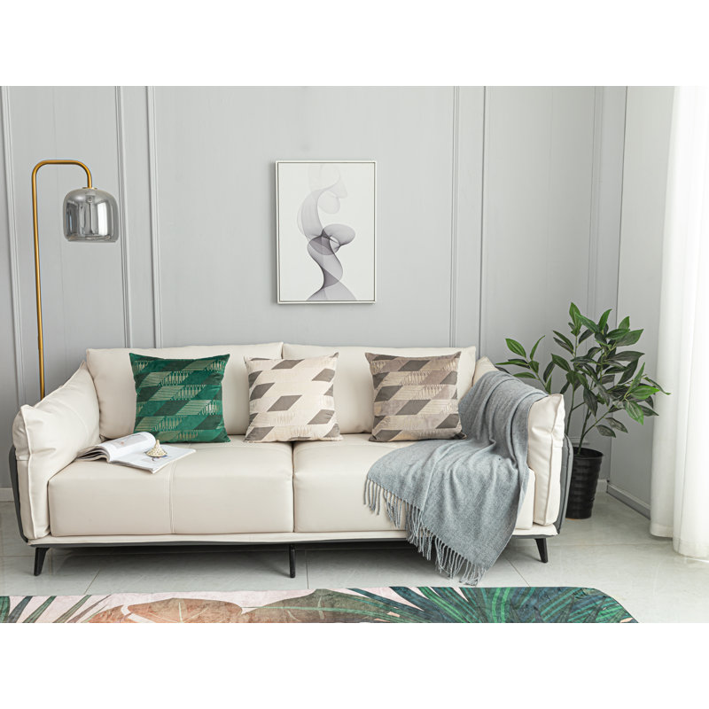 Housse de coussin carré en velours doré, Ivoire