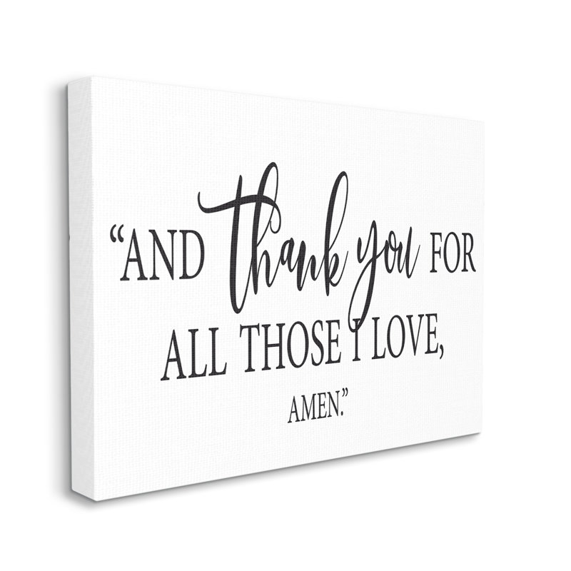 «Thank You for Ceux que j'aime la prière religieuse» par Art textuel, H 36 po x l 48 po x P 1,5 po, Toile tendue