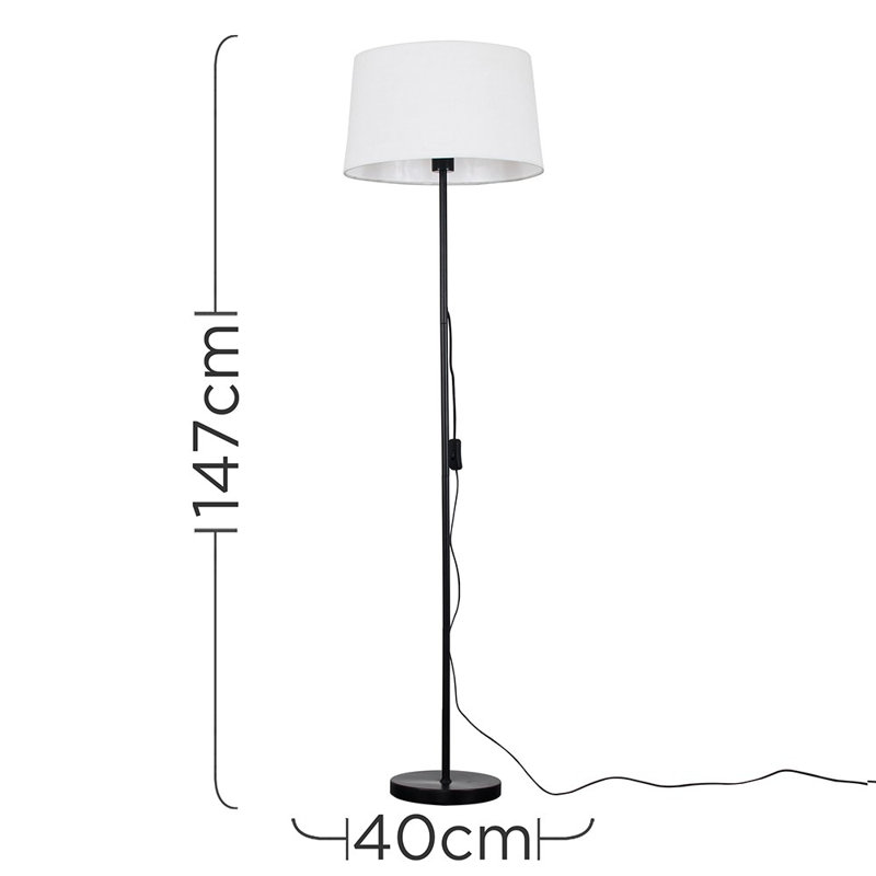 Bekbele 147cm Black Traditional Floor Lamp, No Bulb, White