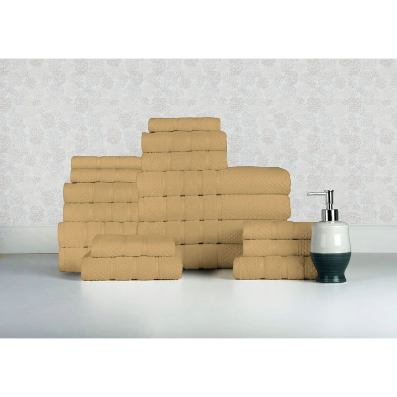 Bibb Home 18 Piece Egyptian-Quality Cotton Towel Set, Linen