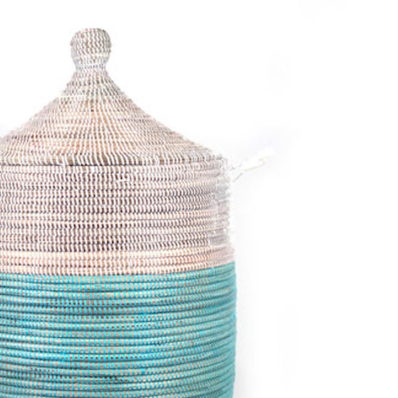 Two-Tone Basket, 30" H x 30" W x 15" D, White/Blue