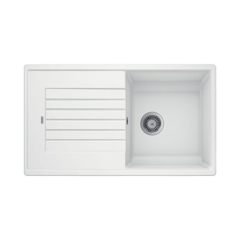 Zia Single Bowl Inset Kitchen Sink, White, 202mm H x 500mm W x 860mm L
