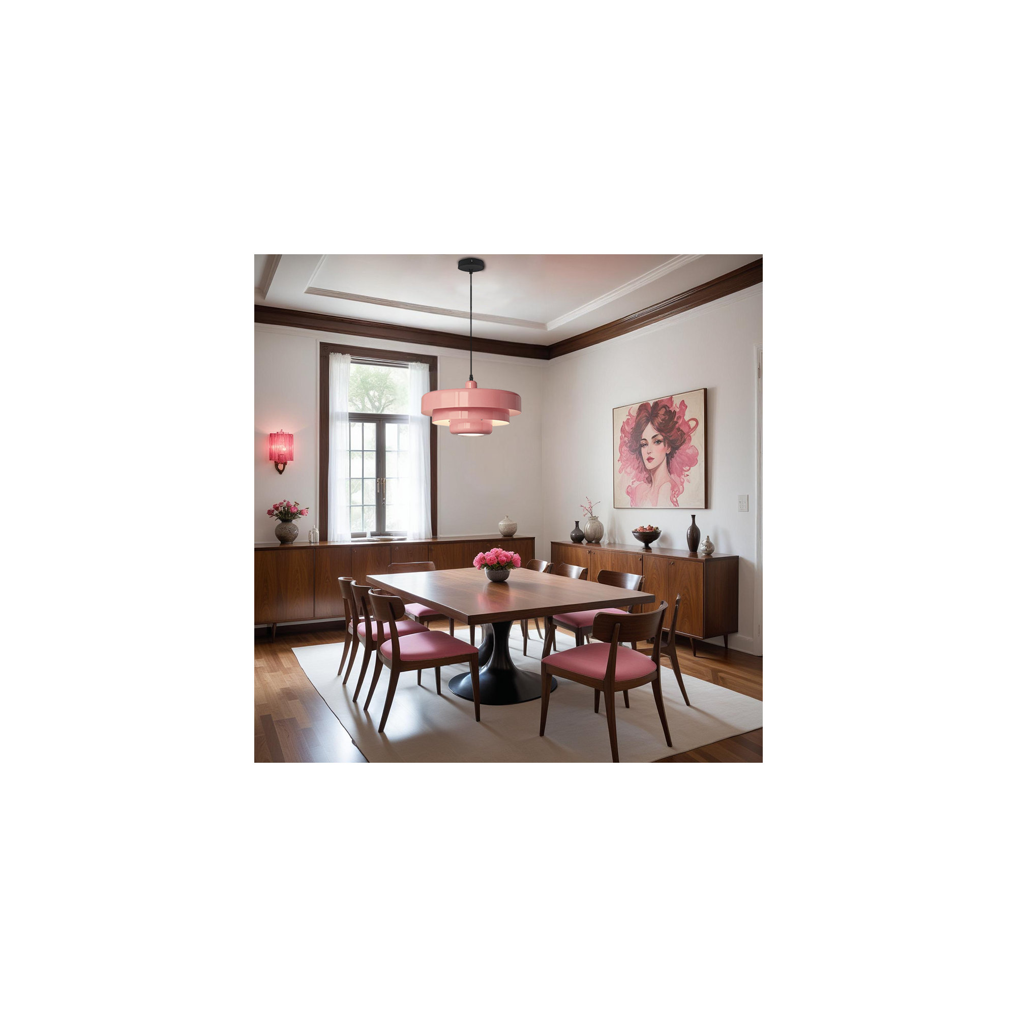 Epone 0 Light Iron Pendant, Pink