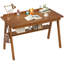 Bureau 100% bois massif avec tiroirs et tablette de rangement - Bureaux modernes Mid-Century de 48 x 24 pouces, bureau d'écriture rétro avec bureau plus profond, bureaux d'ordinateur de bureau à domicile pour la chambre à coucher et la maison - couleur noyer-816176413-806609607
