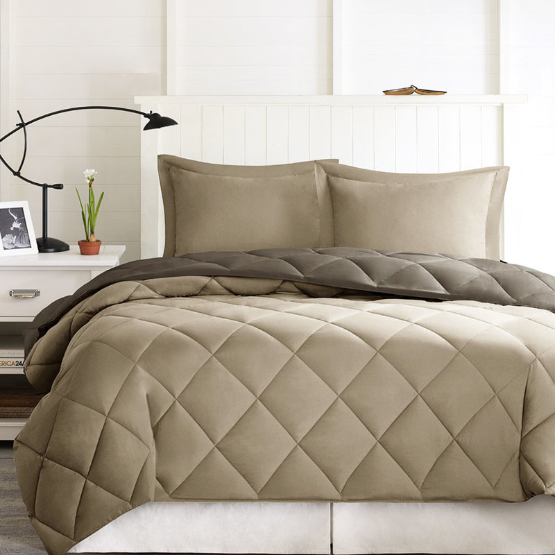 Édredon 3 m - rembourré, 2 taies décoratives, réversible, chaud, lavable à la machine, matelassé en diamant doux et confortable, chaud