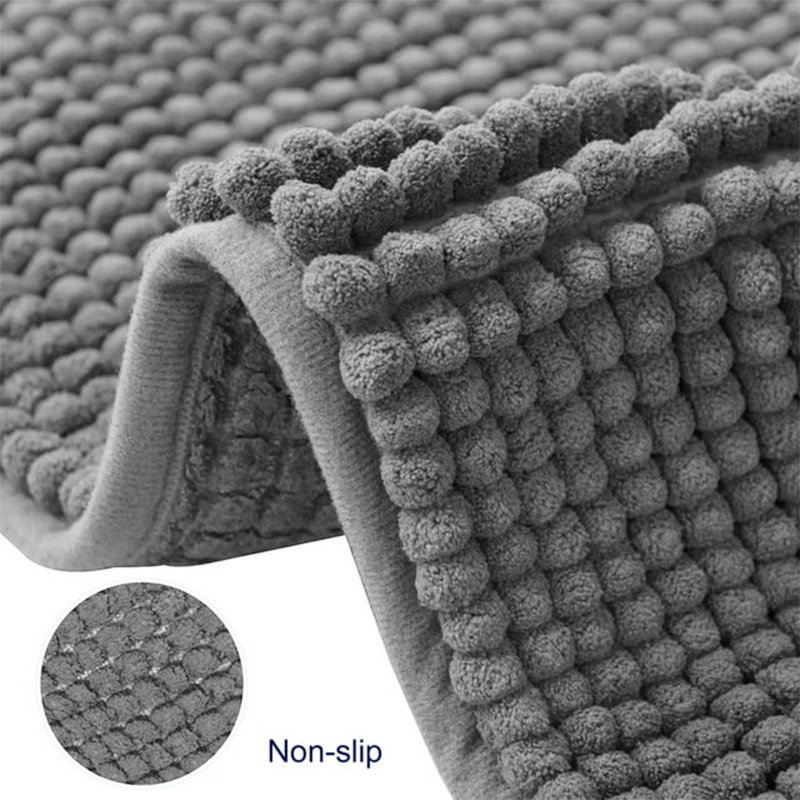 Luxury 100% Microfiber Chenille Door Mat - Soft, Absorbent And Non-Slip Floor Mat, 50 cm x 80 cm, Grey