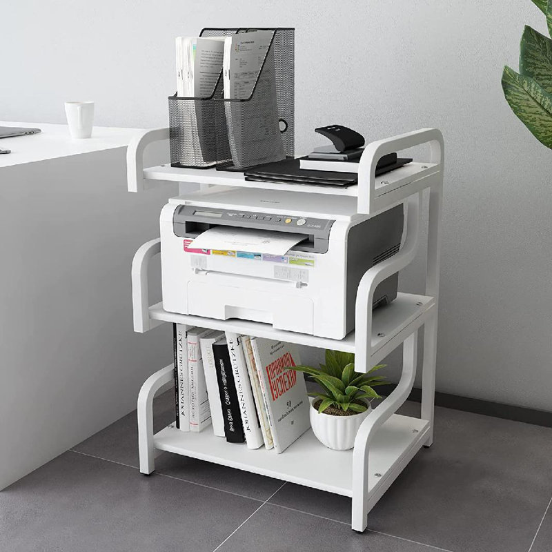 30.3'' H X 15.7'' W 3 Shelf Floor standing Printer Stand, White