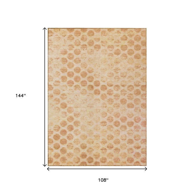 Tapis extérieur lavable à pois 9 pi x 12 pi pêche et rouille