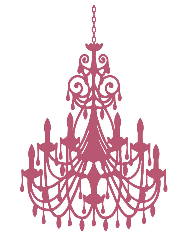 Décalcomanie murale lustre ornée, H 24 po x l 16 po x P 0,01 po, Rouge à lèvres