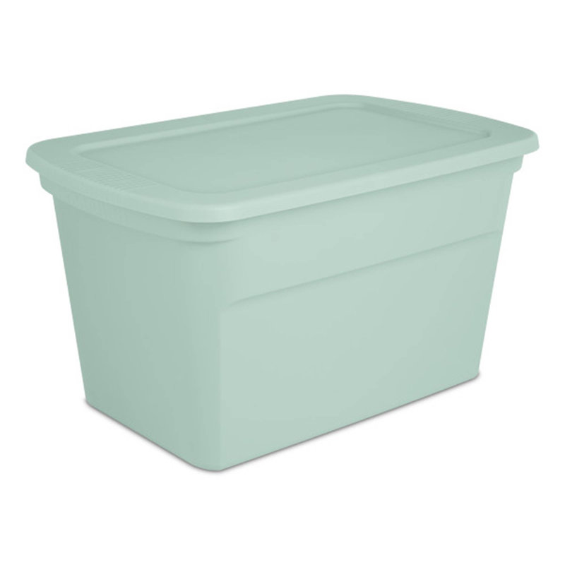 Sterilite 30 Gal Latch Tote with Handle for Home Storage, Mindful Mint (18 Pack)