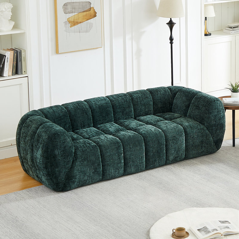Canapé en chenille avec coussin moelleux, Vert