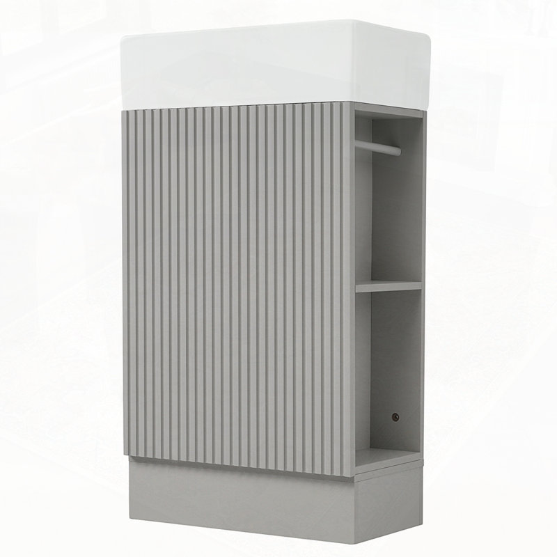 Armoire de salle de bain avec tablette à deux niveaux, Gris