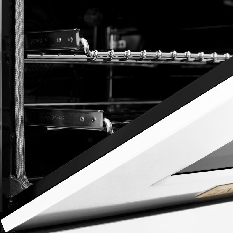 ZLINE Autograph 48" Legacy Dual Fuel Range in DuraSnow®, Satin/White Matte/Gold