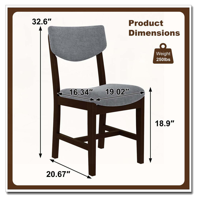 Chaise de salle à manger rustique 4 pièces 4 pièces, Espresso
